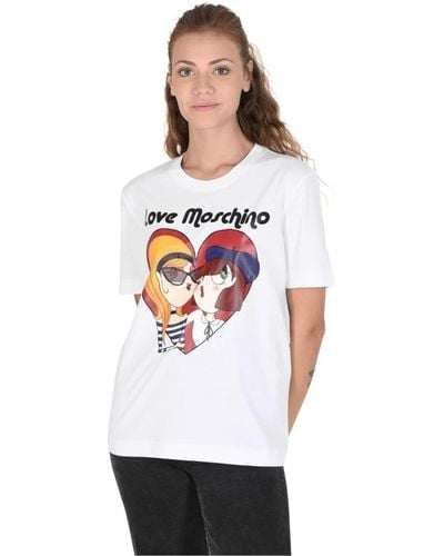 Love Moschino Weißes baumwoll-t-shirt
