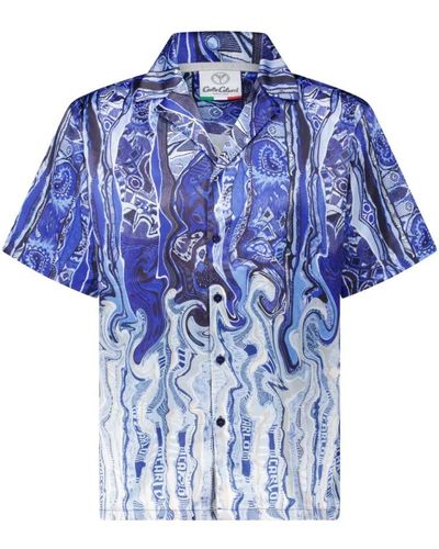 carlo colucci Short Sleeve Shirts - Blue