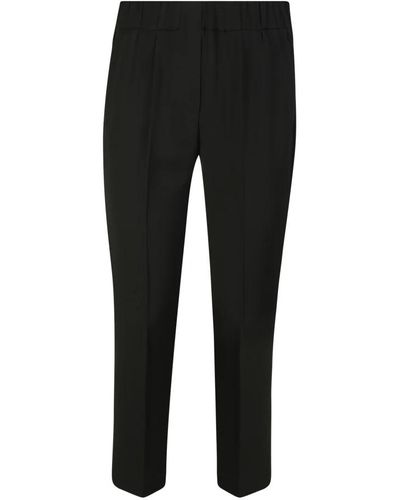 Brunello Cucinelli Pantalones de mezcla de seda recta - Negro