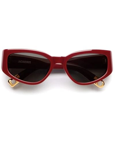 Jacquemus Schmetterlingssonnenbrille in burgund acetat - Rot