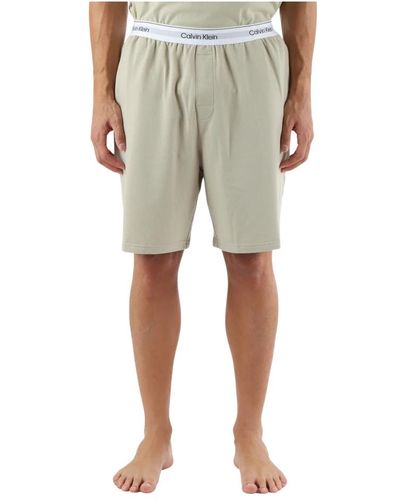 Calvin Klein Baumwoll-schlafshorts mit elastischem bund - Natur