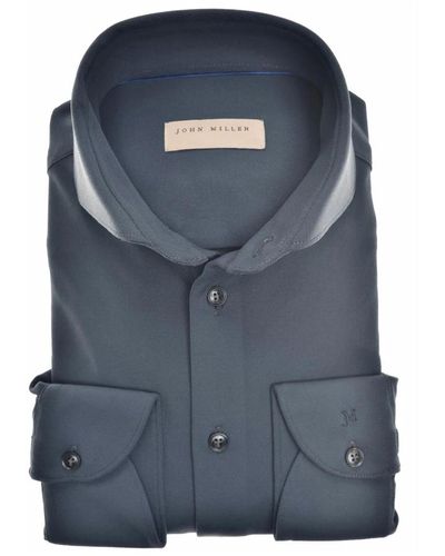 John Miller Slim Fit Hemd mit Stilvollen Details - Blau
