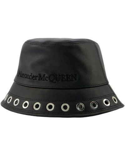 Alexander McQueen Leather Eyelet Hat - - Black - Leather - Schwarz