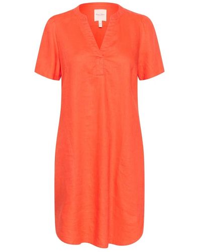 Part Two Vestido de lino rojo mandarina - Naranja