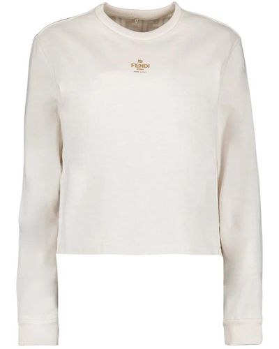 Fendi Wendbarer sweatshirt mit besticktem logo - Weiß