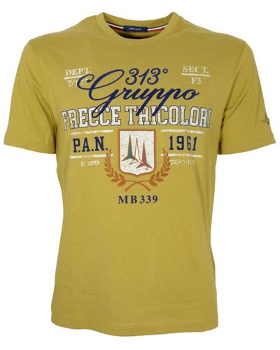 Aeronautica Militare T-shirt manica corta stampa frecce tricolori ts2221 colore senape - Giallo