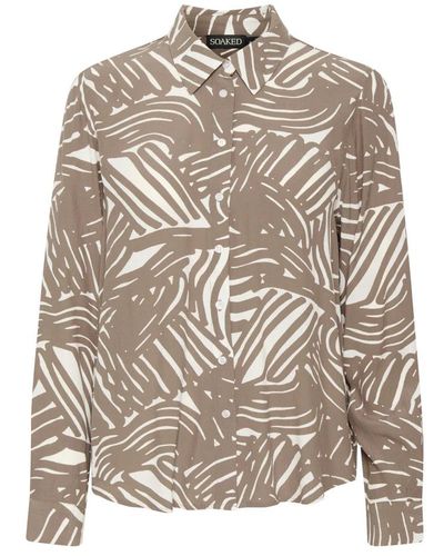 Soaked In Luxury Blusa camisa con estampado gráfico - Marrón