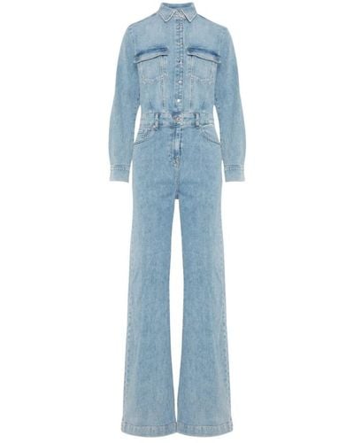 7 For All Mankind Jumpsuits,hellblauer denim jumpsuit morning sky 7 for all kind