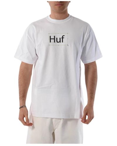 Huf Baumwoll-t-shirt mit front- und rückendruck - Weiß