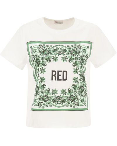 RED Valentino Blumenmuster logo t-shirt - Grün