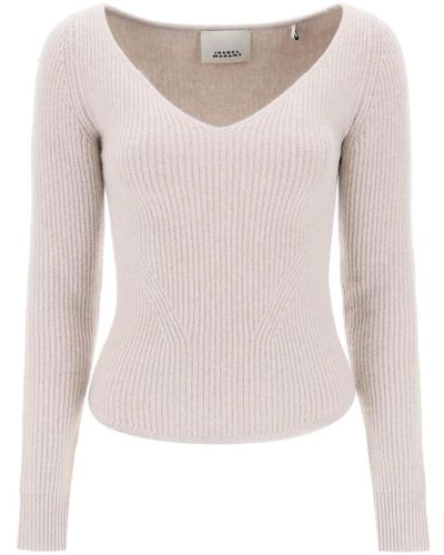 Isabel Marant Gerippter v-ausschnitt pullover mit asymmetrischem saum - Pink