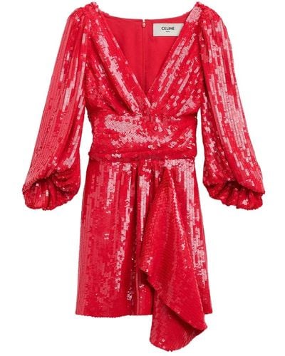 Celine Wrap Dress IN Silk Georgette - Rot