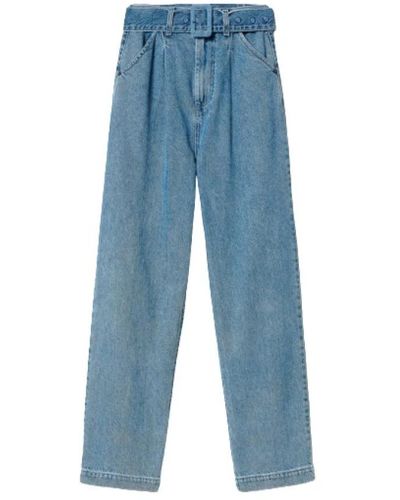 Twin Set Jeans a gamba larga con cintura - Blu