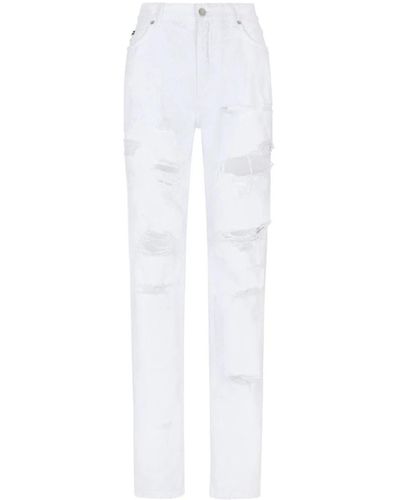 Dolce & Gabbana Jeans a vita alta e gamba dritta - Bianco