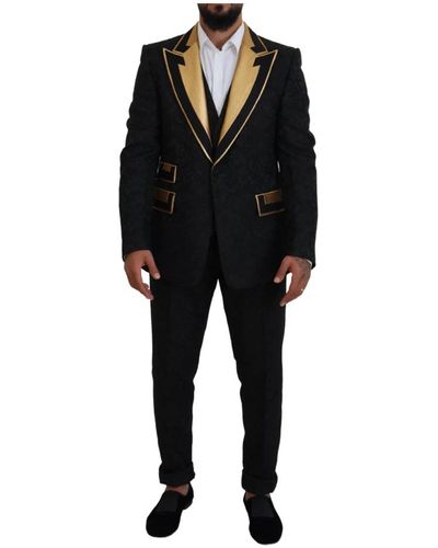 Dolce & Gabbana Schwarzer SICILIA Einreihiger 3-teiliger Anzug