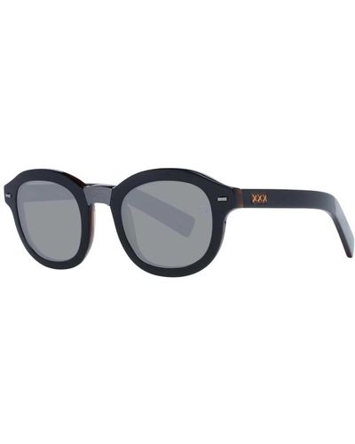 ZEGNA Klassische runde sonnenbrille mit grauen gläsern - Schwarz