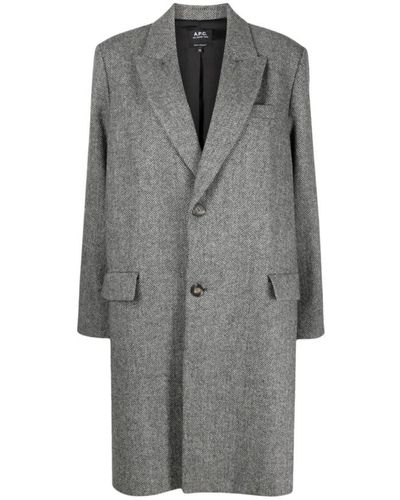 A.P.C. Single-Breasted Coats - Grey