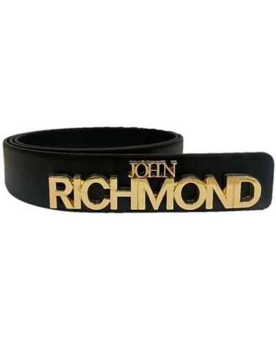 John Richmond Cintura in pelle con logo - Nero