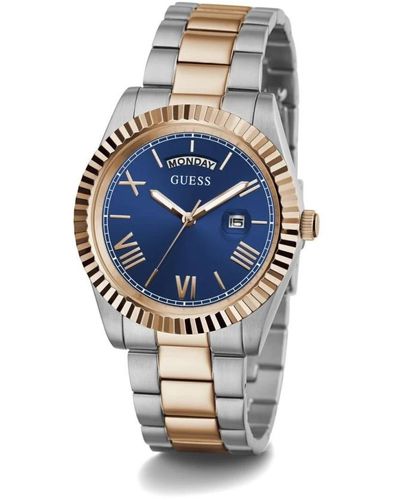 Guess Uhr connoisseur edelstahl silber, roségold 42 mm gw0265g12 - Blau