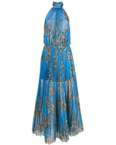 Versace Dress chiffon print garland - Bleu