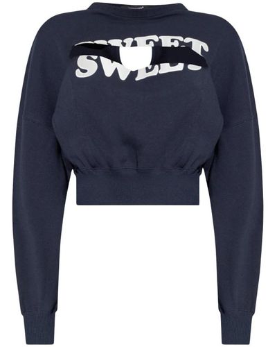 Undercover Crop-Sweatshirt mit Ausschnitten - Blau