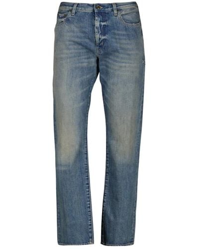 Saint Laurent Blaue waschung denim straight cut jeans