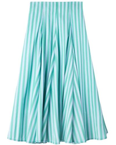 Sunnei Falda larga de algodón a rayas - Azul