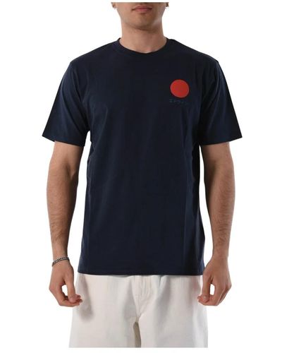 Edwin Baumwoll-t-shirt mit frontlogo - Blau