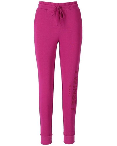 Twin Set Pantaloni da jogging fuchsia con logo - Rosa