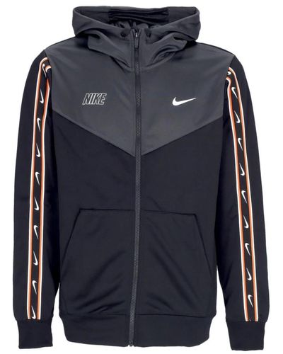 Nike Wiederholen full-zip hoodie schwarz/rauchgrau/weiß - Blau