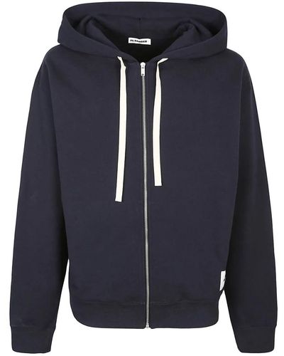 Jil Sander Stylischer sweatshirt mit reißverschluss - Blau