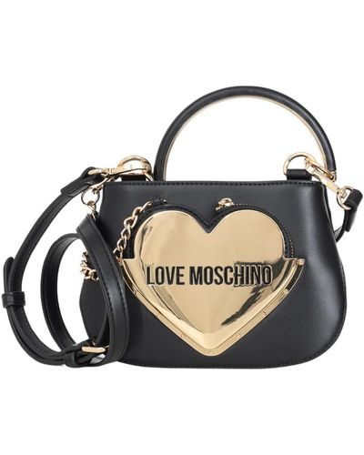 Love Moschino Bolso clutch de metal negro en forma de corazón