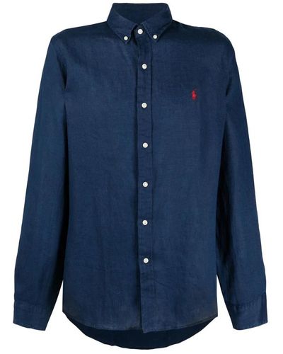 Polo Ralph Lauren Overhemd Met Geborduurd Logo - Blauw