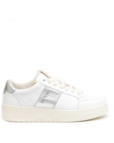 SAINT SNEAKERS Sneakers tennis in pelle bianca e argento - Bianco