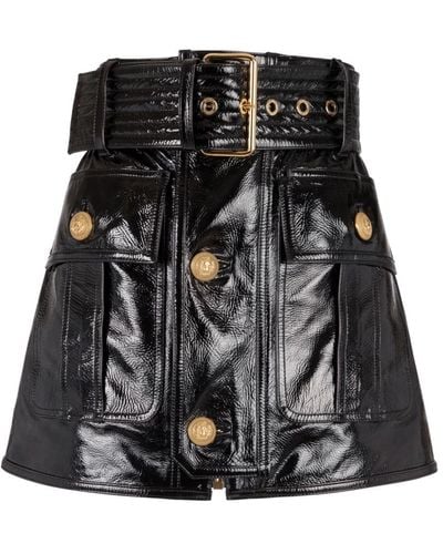 Balmain Patent leather belted - Nero