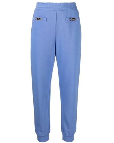 Elisabetta Franchi Pantaloni in pile con placca logo - Blu
