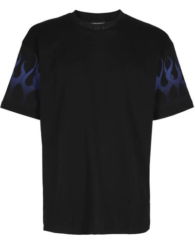Vision Of Super Blau flammen t-shirt - Schwarz