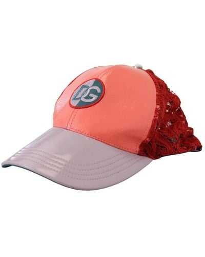 Dolce & Gabbana Cappellino da baseball in pizzo floreale - Rosso
