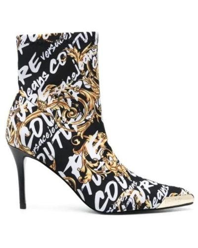 Versace Versace Women Baroque Print Heeled Boots Black/gold