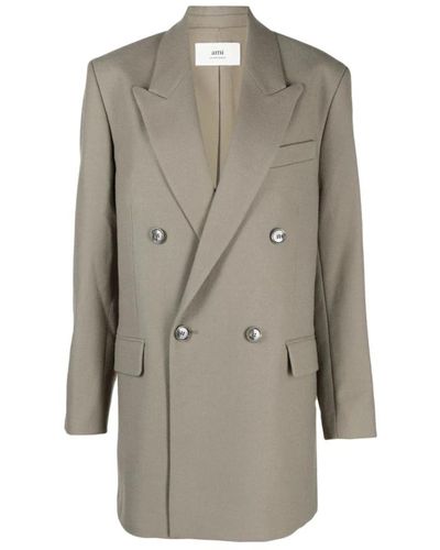Ami Paris Coats > double-breasted coats - Gris