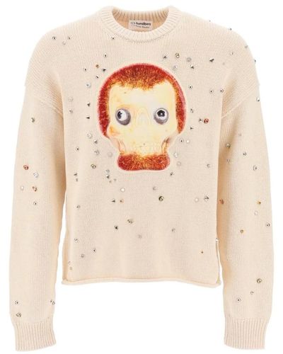 Acne Studios Studded pullover with animation - Bianco