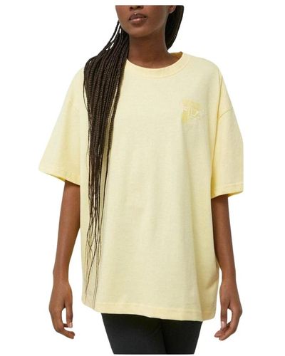 Fila Camiseta de algodón con detalle de logo mujer - Amarillo