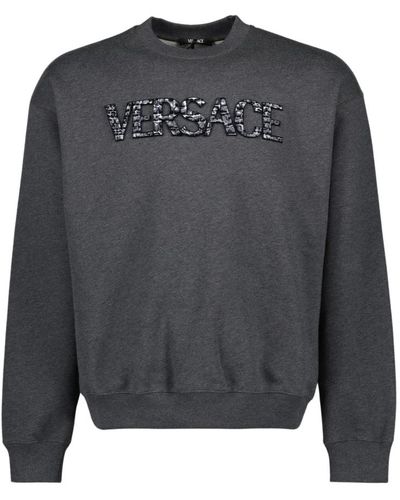 Versace Logo krokodil sweatshirt langarm baumwolle - Grau