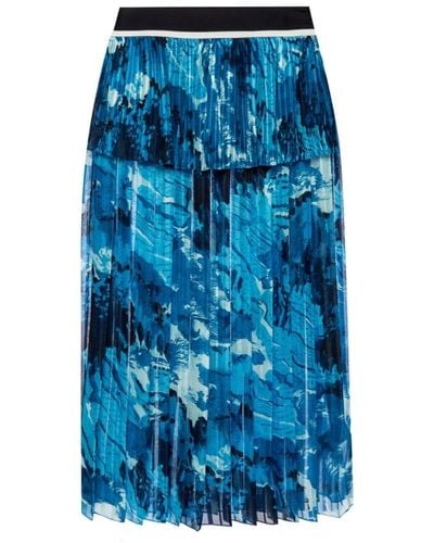 Victoria Beckham Printed pleated skirt - Blu