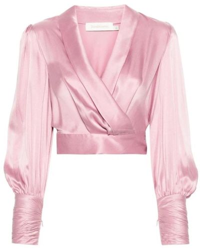 Zimmermann Blush rosa seiden wrap top - Pink