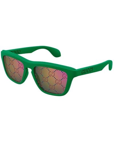 Gucci Sportliche quadratische sonnenbrille blau multicolor - Grün