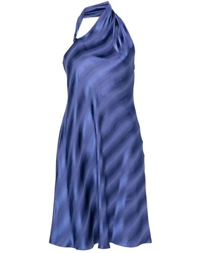 Emporio Armani Vestido azul de satén con cuello halter
