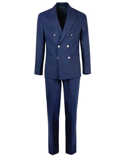 Eleventy Suits > suit sets > double breasted suits - Bleu