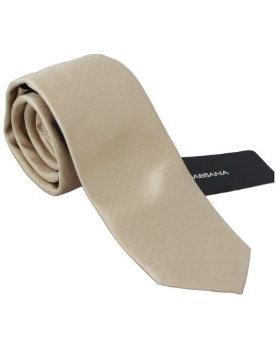 Dolce & Gabbana Einfarbig Hellbraun 100% Seide Klassische Weite Krawatte - Natur