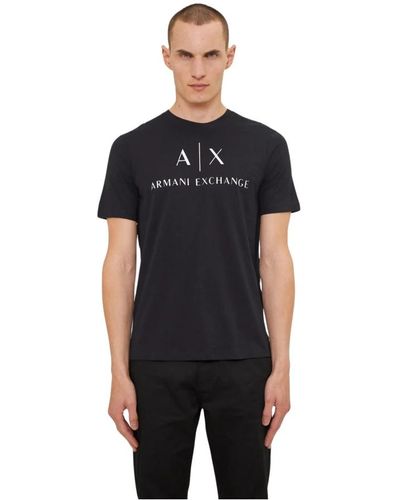 Armani Exchange Klassisches blaues t-shirt - Schwarz